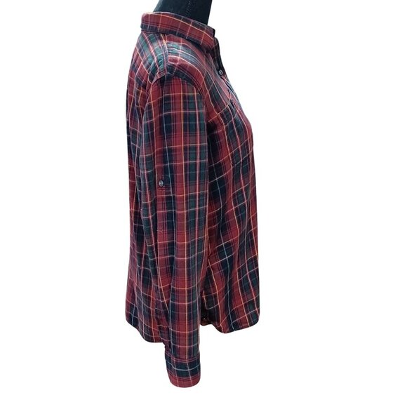 Lauren Jeans Co. Ralph Lauren Womens Plaid Button-Up Shirt L 100% Cotton Red/Gre - Picture 6 of 8